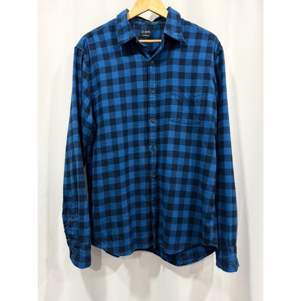 J Crew Men's Large Flannel Slim Plaid Long Sleeve Button Up Shirt